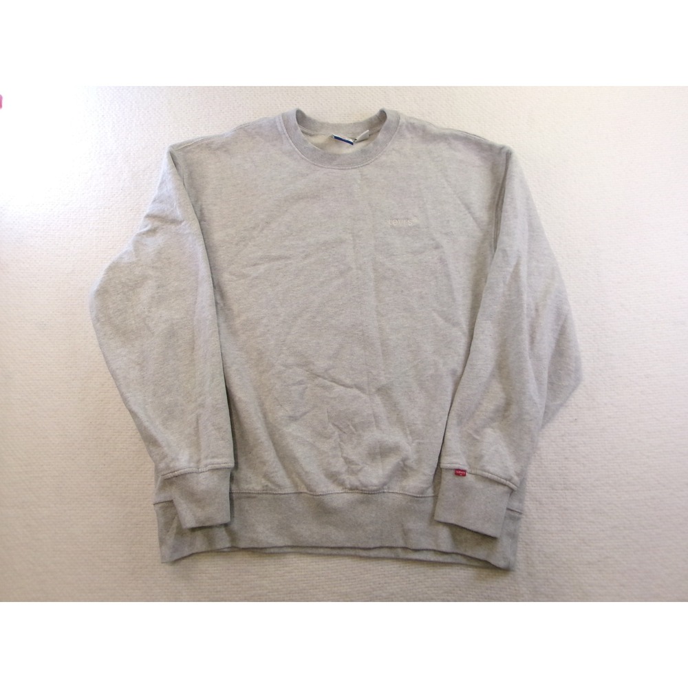 Levis Sweatshirt Men's Large Gray Relaxed Fit Crewneck Fleece A9244-0001